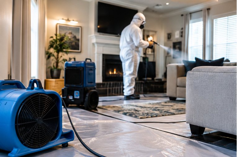 Sanitization and controlled drying equipment at work